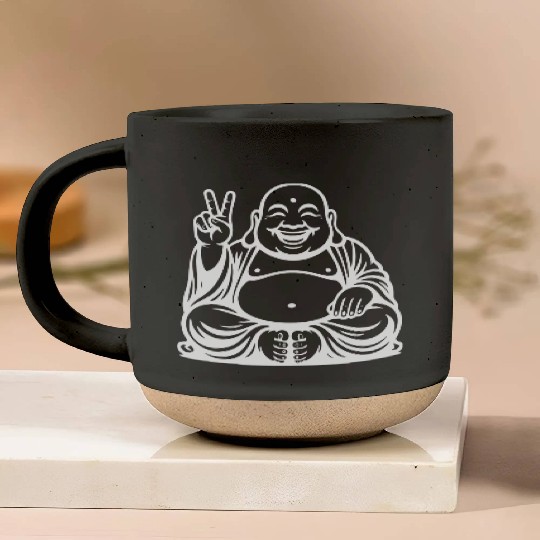 Joyful Buddha Peace Symbol Design Pottery Mugs