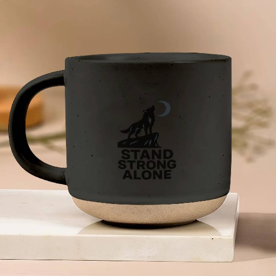 Stand Strong Alone – Lone Wolf Cliff Design Pottery Mugs