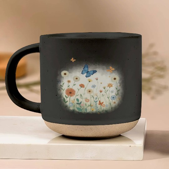 Flowers and butterflies Pottery Mugs