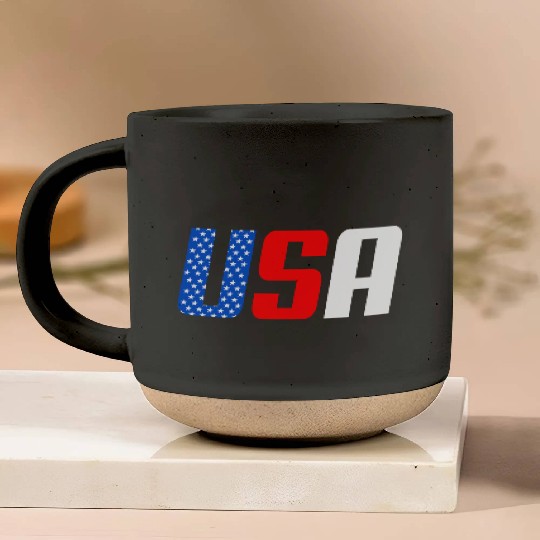 Stars and Stripes USA Flag Design Pottery Mugs
