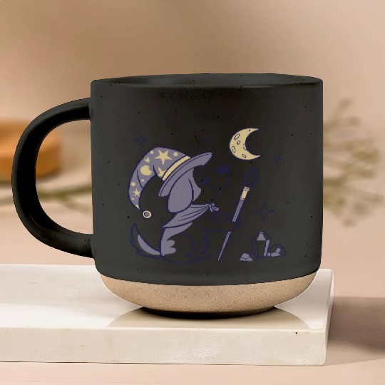 Mystical Moon Wizard Illustration Pottery Mugs