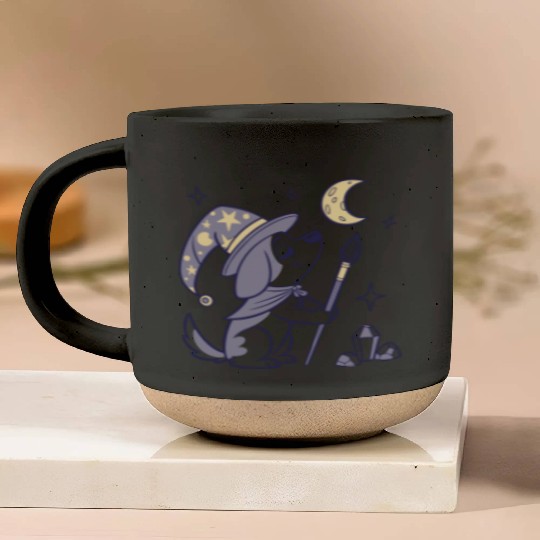 Mystical Moon Wizard Illustration Pottery Mugs