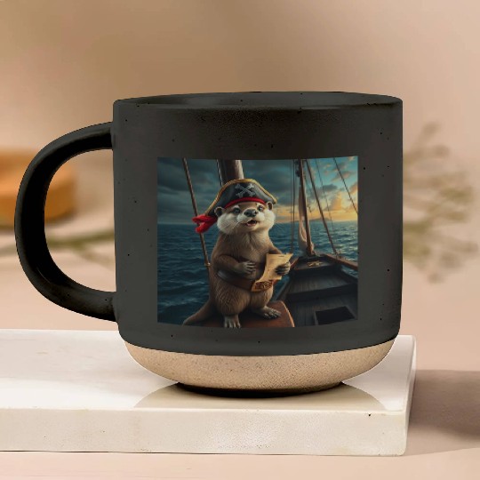 Pirate Otter Sailing Adventure Pottery Mugs