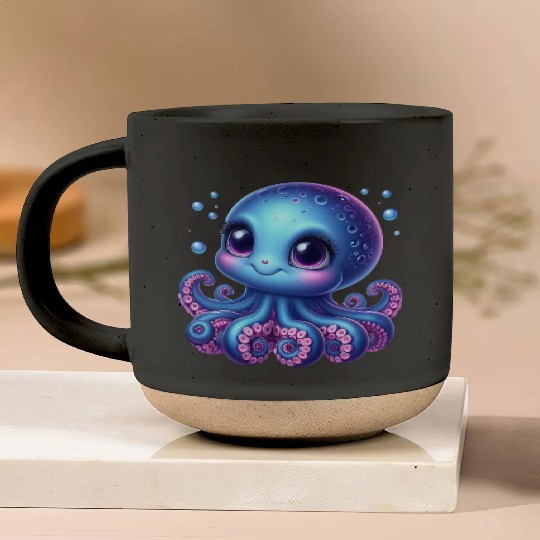 Colorful Cartoon Octopus Illustration Pottery Mugs