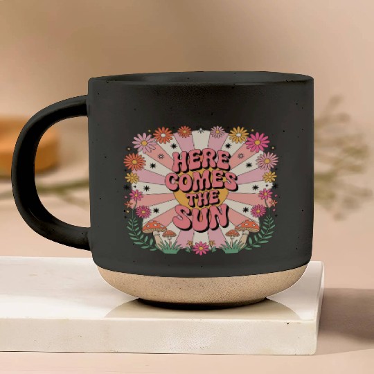 Here Comes The Sun Flowers Abstract Art Lover Pottery Mugs