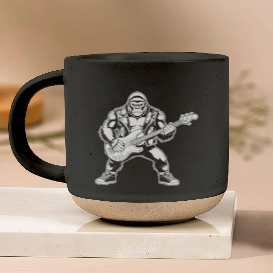 Bigfoot playing Bass Guitar Funny Sasquatch Gift Pottery Mugs
