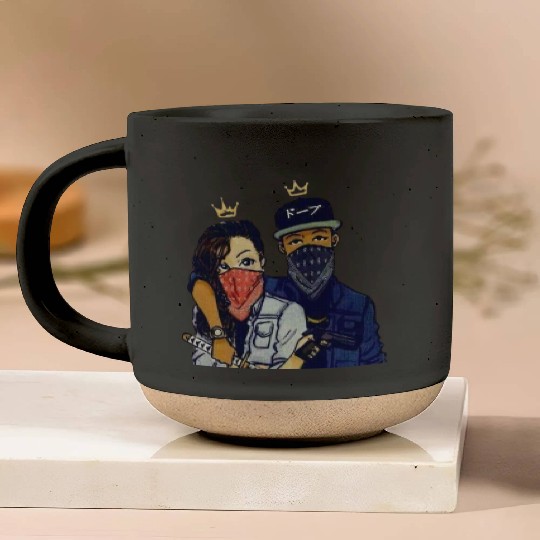 Urban Rebels Masked Duo Pottery Mugs Design