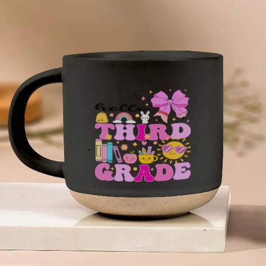 Hello Third Grade, Preppy Back to School Pottery Mugs