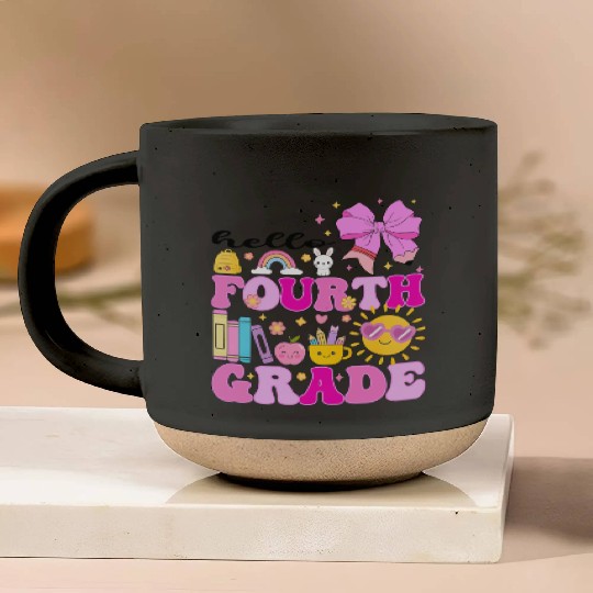 Hello Fourth Grade, Preppy Back to School Pottery Mugs