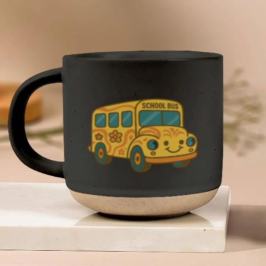 Cute Yellow School Bus Back to School Fun Pottery Mugs