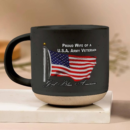 Proud Wife Of A US Army Veteran Pottery Mugs