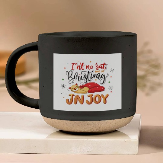 Festive Cat Joy Christmas Design Pottery Mugs