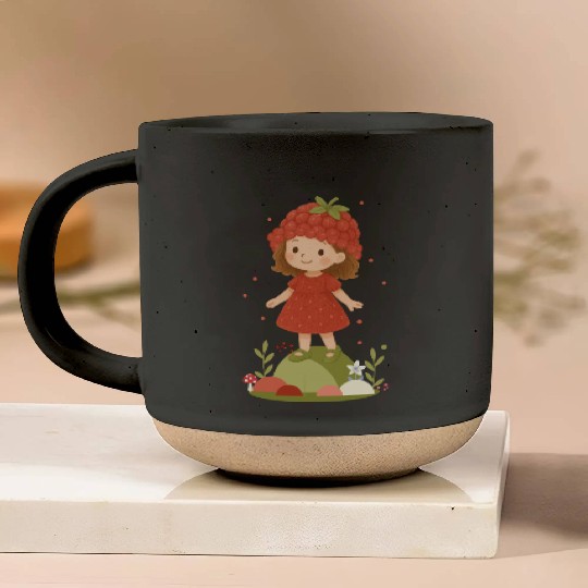 Cute Raspberry Girl Illustration Pottery Mugs