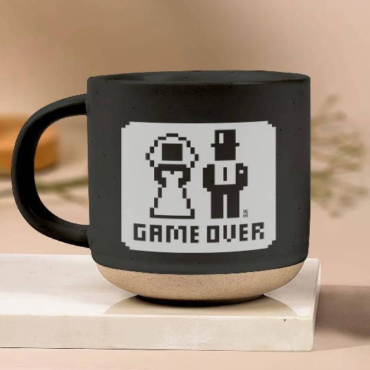 Game Over (Wedding Stag Party Night, Pixel, NEG W) Pottery Mugs