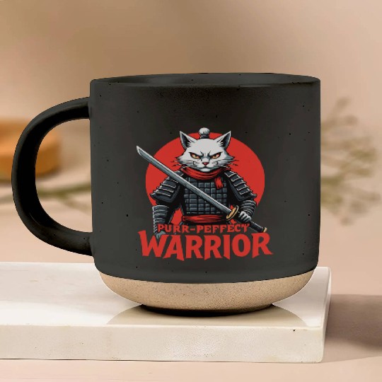 Purr-Perfect Warrior Cat Design Pottery Mugs