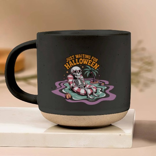 Chill Skeleton Halloween Vibes Pottery Mugs