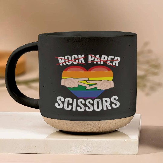 Funny Rock Paper Scissors LGBTQ LGBT Community Pottery Mugs