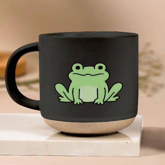Lime Green Cartoon Frog Design Pottery Mugs