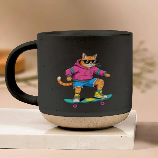 Retro Skater Tabby Pottery Mugs