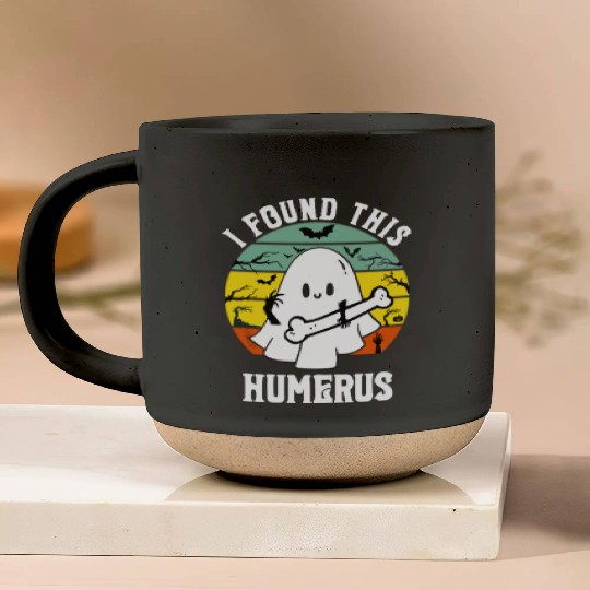 Funny Ghost Pun I Found This Humerus Halloween Pottery Mugs