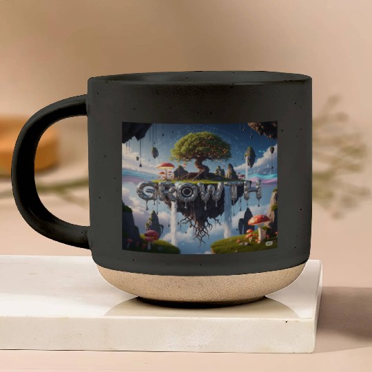 Floating Island Growth Illustration Pottery Mugs