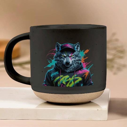 Neon Wolf Streetwear Pottery Mugs