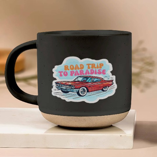 Vintage Classic Car Road Trip Design Pottery Mugs