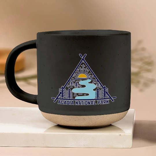 Acadia National Park Camping Scene Pottery Mugs