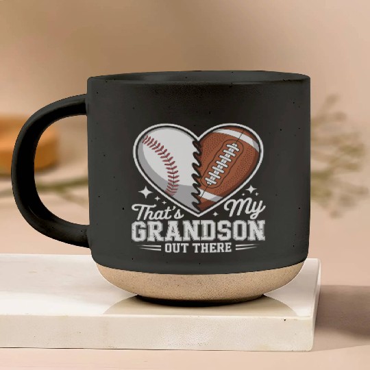 Heart-Shaped Football Grandson Design Pottery Mugs