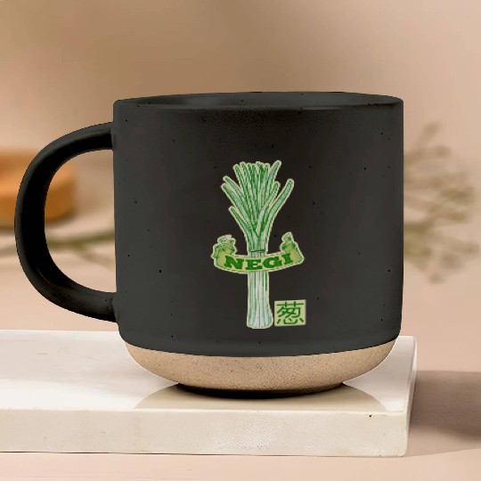 Fresh Green Onion Illustration Negi Japanese Pottery Mugs