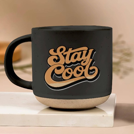 Retro style stay cool text Pottery Mugs typography