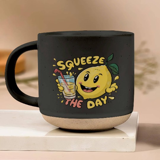 Squeeze The Day Lemon Cartoon Pottery Mugs