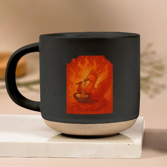 Fiery Phoenix with Ramen Bowl Pottery Mugs