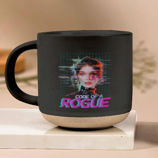 Futuristic Digital Rogue Illustration Pottery Mugs