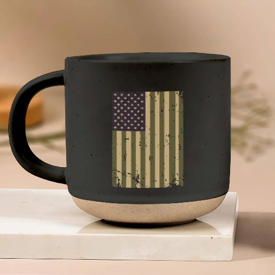 Camouflage US Flag Pottery Mugs
