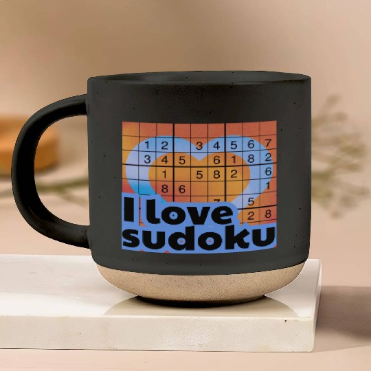 I Love Sudoku – Heart & 9x9 Number Puzzle Grid Pottery Mugs