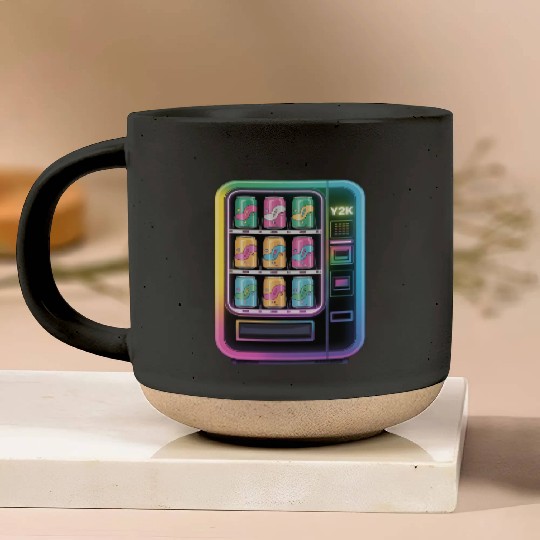 Y2K Cyber Vending Machine with Iridescent Drinks Pottery Mugs
