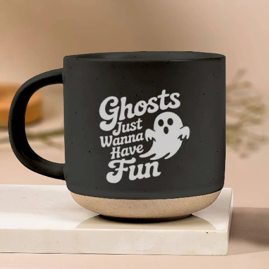 Whimsical Ghost Funny Quote Design Pottery Mugs