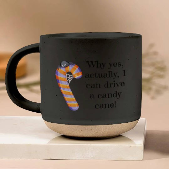 Funny Quote Halloween Candy Cane with Spider Pottery Mugs
