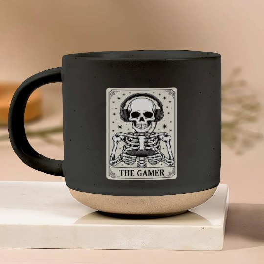 Tarot Card Skeleton Video Game Halloween Gamer Pottery Mugs
