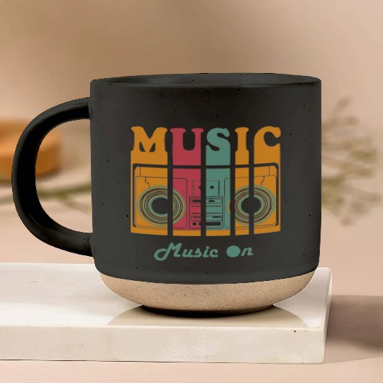Colorful Retro Music Vinyl Design Pottery Mugs