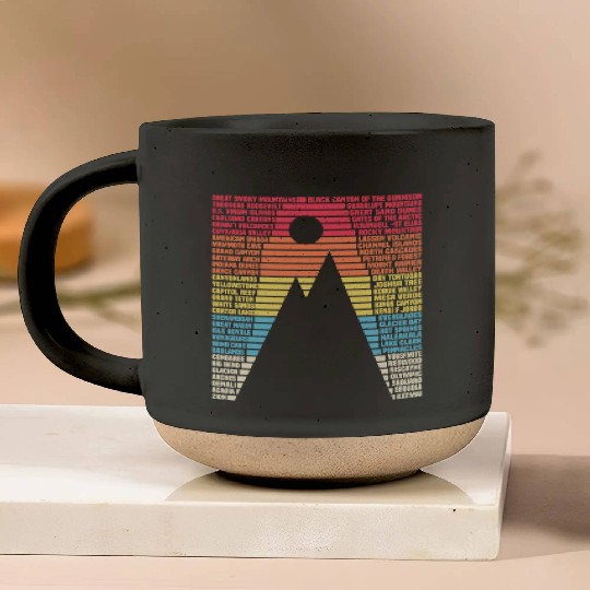 National Parks List Word Vintage Camping Hiking Pottery Mugs