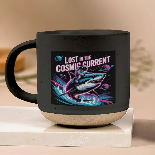 Cosmic Shark Astronaut Adventure Pottery Mugs