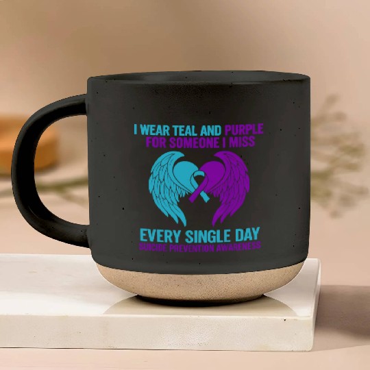 I Wear Teal and Purple for Someone Suicide Awarene Pottery Mugs