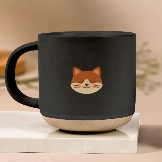 Minimal Cat Face – Cute Kitty Pottery Mugs