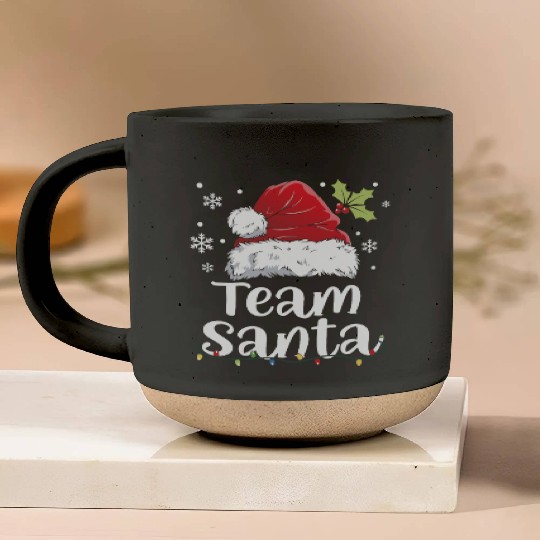 Team Santa Holiday Christmas Design Pottery Mugs