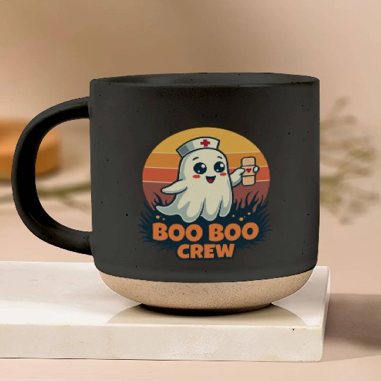 Halloween Boo Boo Crew Cute Ghost Nurse Doctor Pottery Mugs