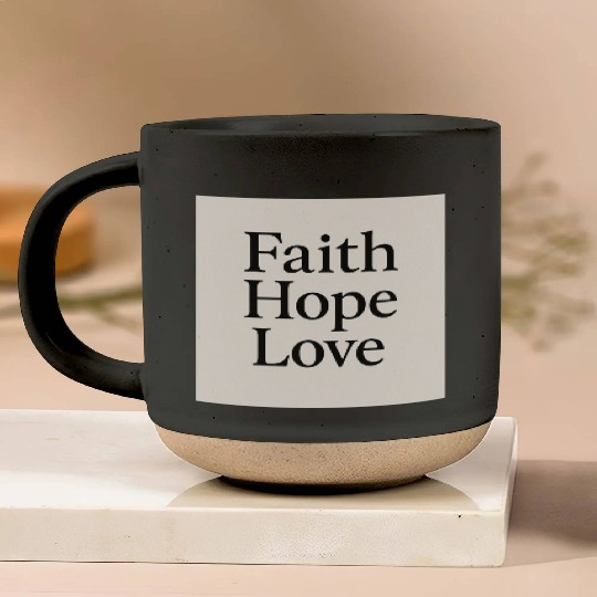 Inspirational Faith Hope Love Typography Pottery Mugs