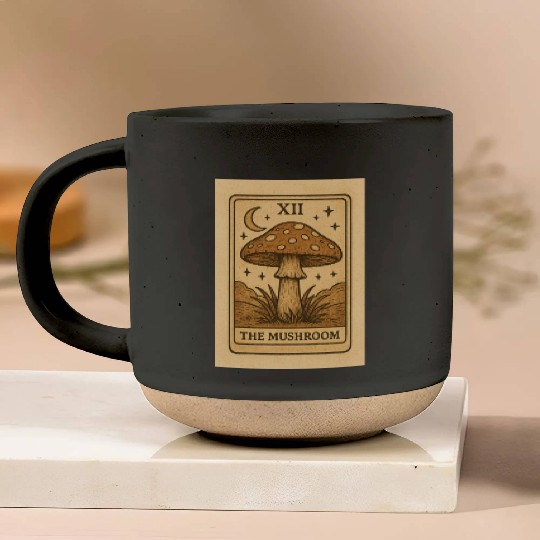 Mystic Mushroom Tarot Card Design Pottery Mugs