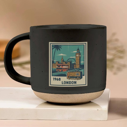 Vintage London 1968 Retro Travel Poster Pottery Mugs